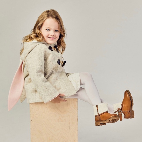 NWT Little goodall Snowshoe Rabbit Toggle Coat In Oatmeal & Pink Sz 5 - Picture 3 of 16